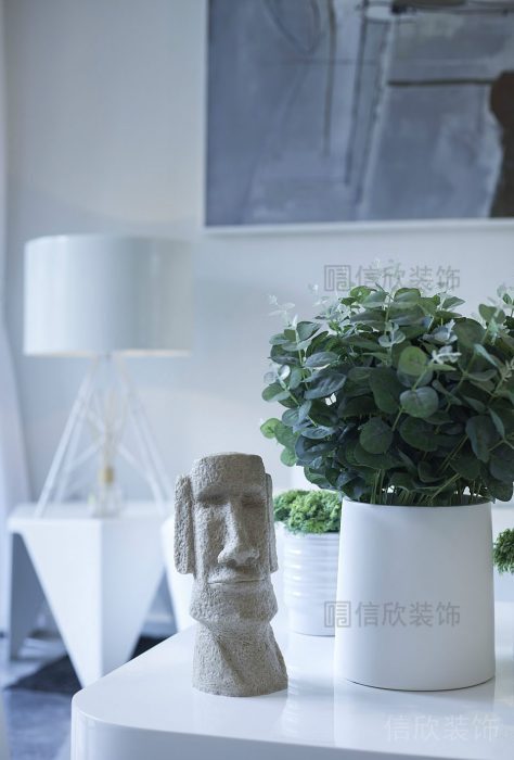 瓷磚純白綠植休息區(qū)工作臺臥室設(shè)計(jì)