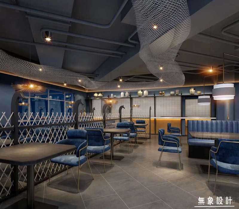 餐廳工業(yè)風(fēng)卡座用餐區(qū)效果圖