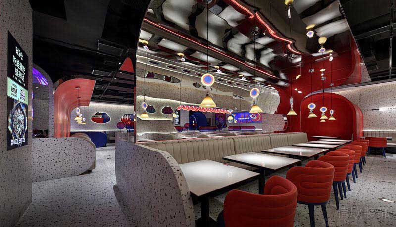 餐廳現代風卡座用餐區(qū)效果圖(5)