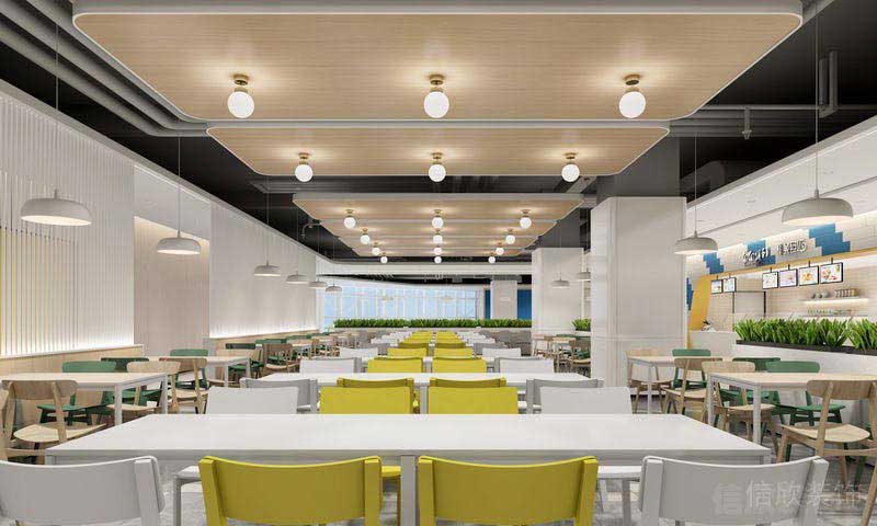 餐廳現(xiàn)代風原木吊頂用餐區(qū)效果圖