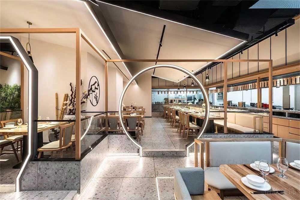 深圳寶安新中式餐廳卡座裝修設計