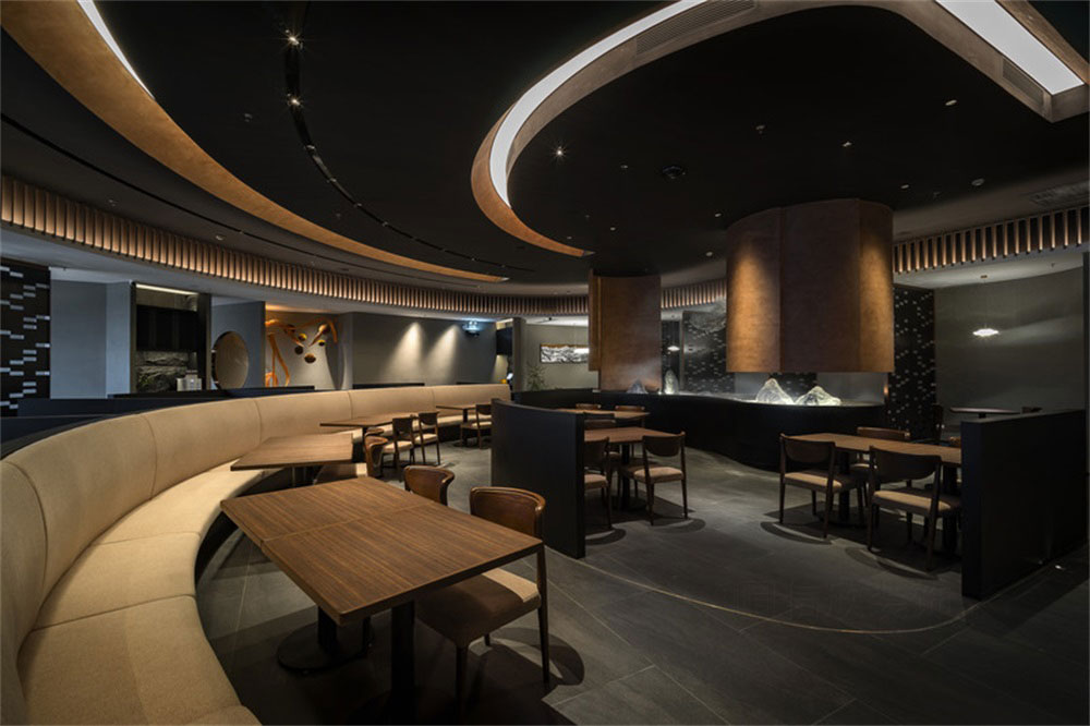 深圳鹽田新中式風(fēng)格川菜館裝修設(shè)計(jì)卡座用餐區(qū)