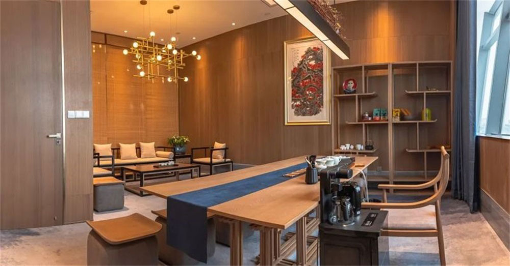 深圳龍崗藍調輕奢風格酒吧裝修設計中式包房會客區(qū)