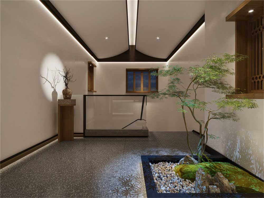 深圳寶安新中式風(fēng)格渝派川菜餐廳裝修設(shè)計(jì)樓梯間