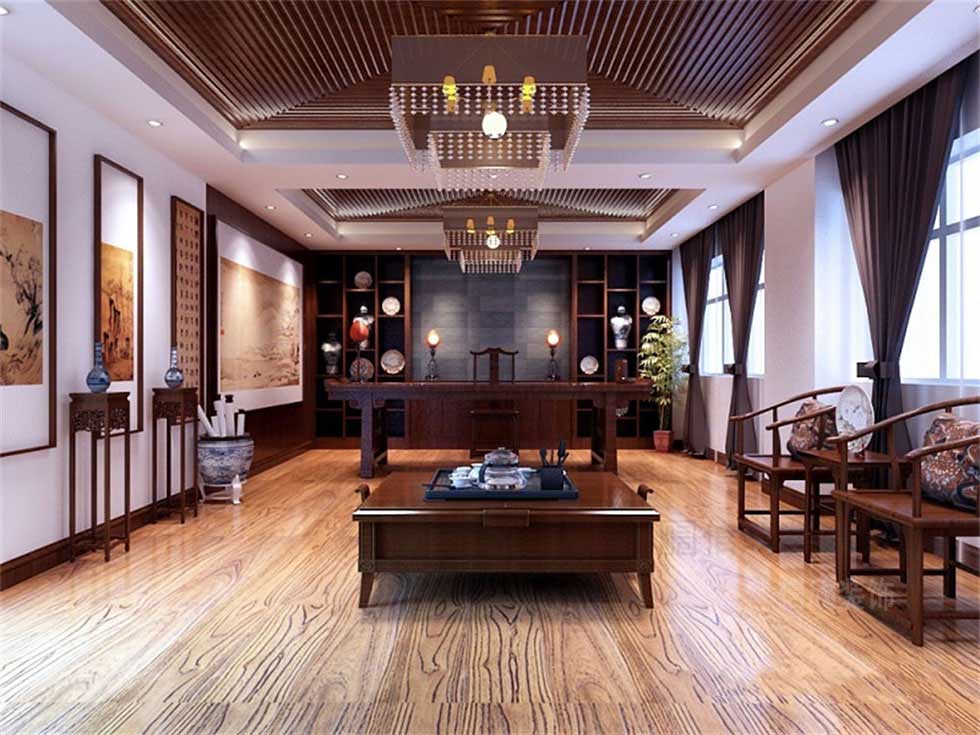 中式古玩字畫展廳辦公室裝修設(shè)計
