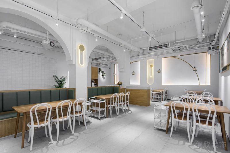 福田北歐風格餐廳裝修火鍋店設(shè)計效果圖白色餐椅
