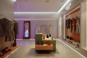 深圳市南山區(qū)后海現(xiàn)代服裝專賣店裝修設計大廳