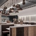 深圳龍華壹成中心現(xiàn)代新中式風格餃子館裝修案例用餐大廳效果圖