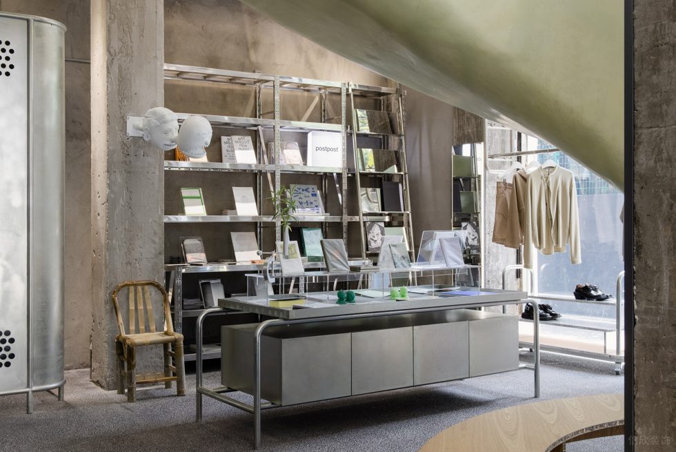 深圳市龍崗區平湖工業風服裝店裝修設計-不銹鋼島臺
