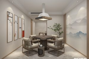 深圳福田景田棋牌室墻面山水畫裝修設(shè)計(jì)
